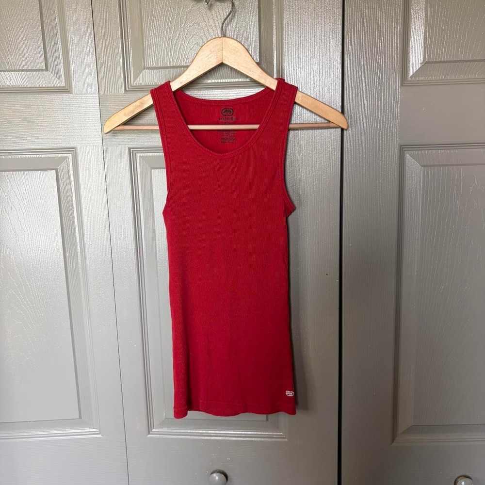 Ecko Unltd Red Ribbed Cami Tank Top Womens Medium Y2K Urban Streetwear Scoop